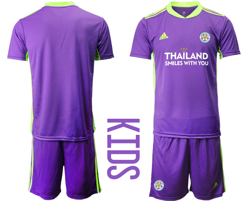 Youth 2020-2021 club Leicester City purple goalkeeper blank Soccer Jerseys